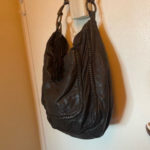 All Saints Black Leather Hobo bag with tassel
